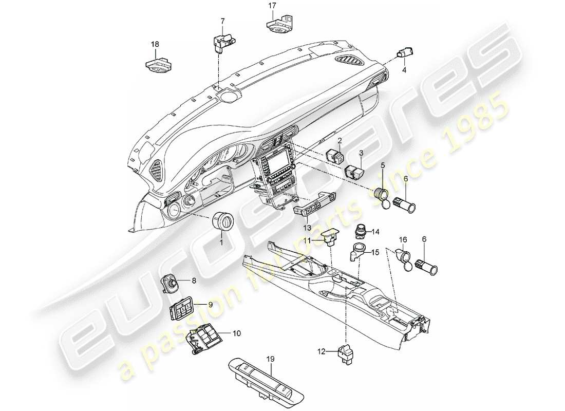 porsche 2005 (997-1) switch-ersatzteildiagramm