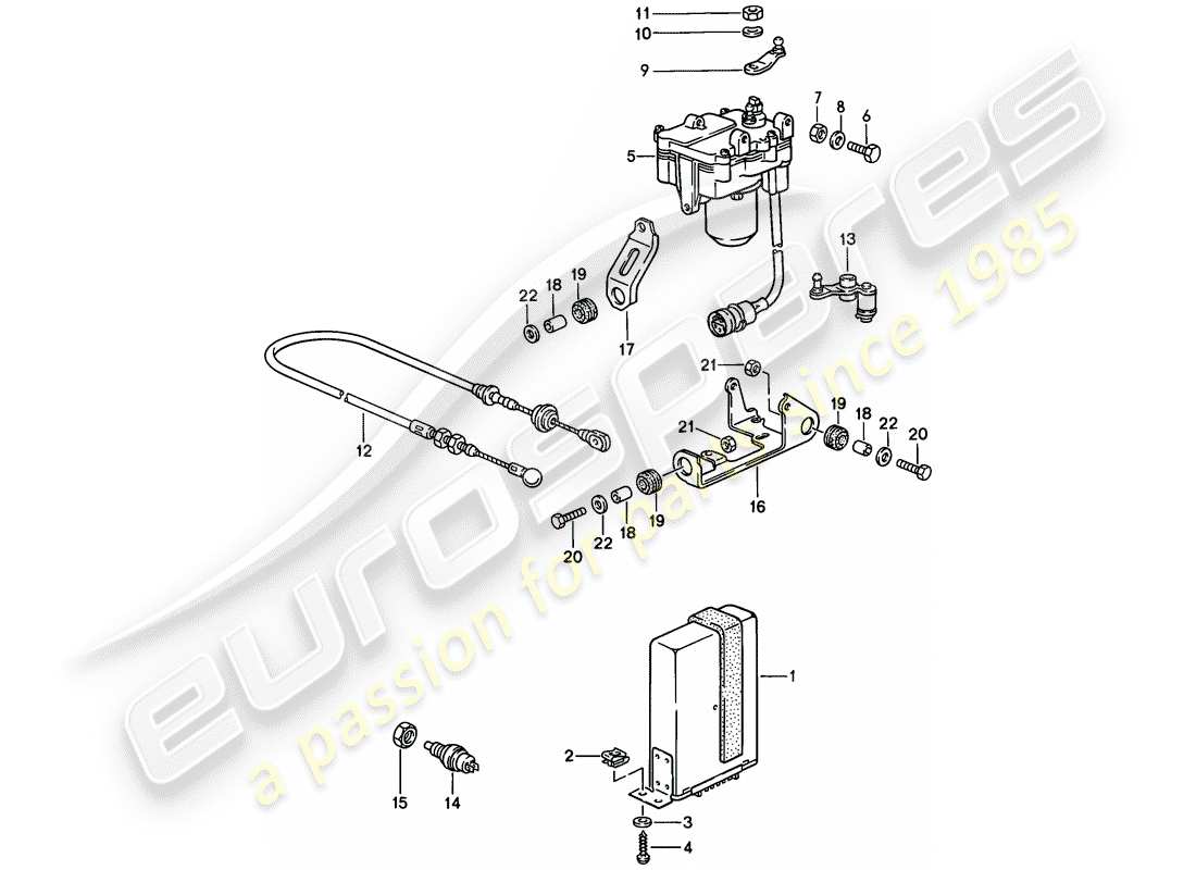 porsche 1986 (924s) teilediagramm für das tempomatsystem