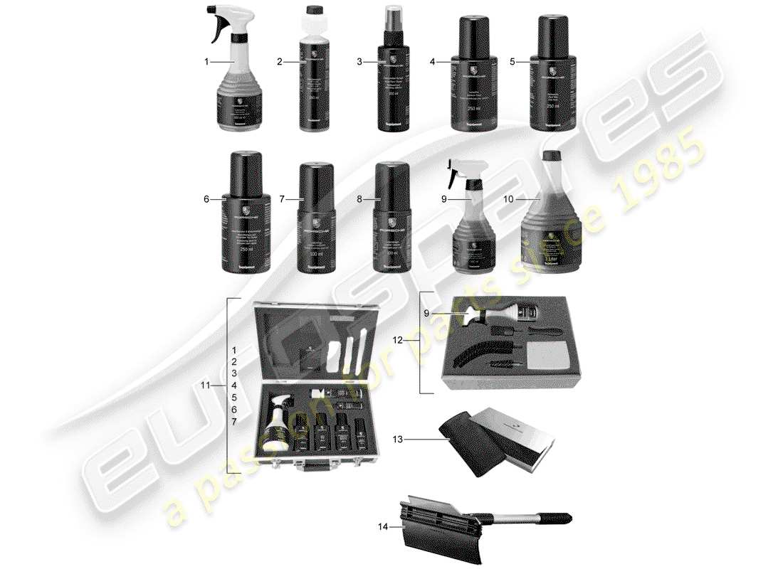 porsche 1995 (tequipment) reinigungsmittel ersatzteildiagramm