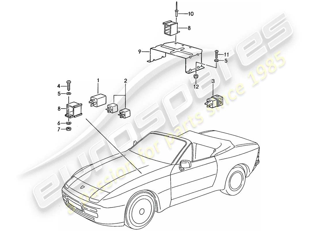 porsche 1990 (944) relais - für - cabrio-verdecksteuerung ersatzteildiagramm