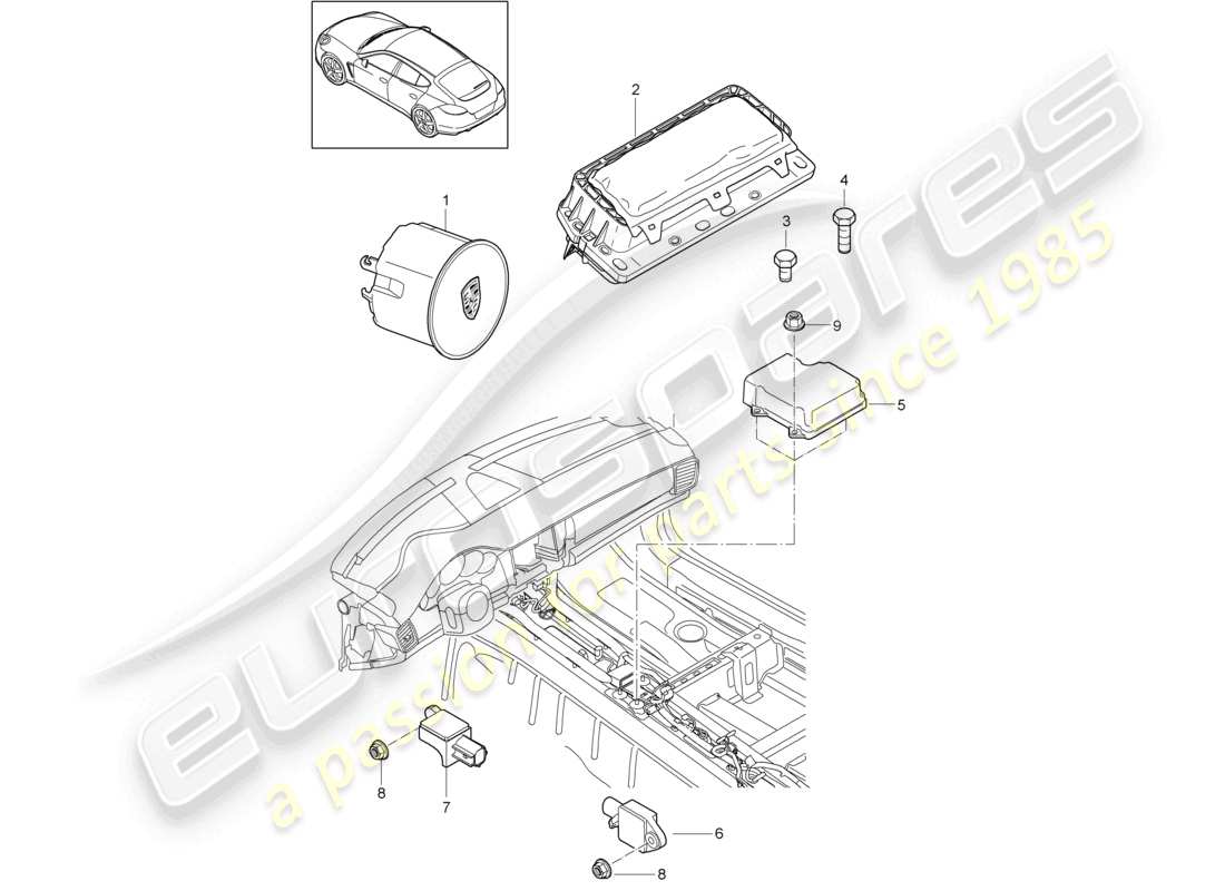 porsche 2010 (cayenne e1 9pa) airbag d >>- mj 2013 teilediagramm