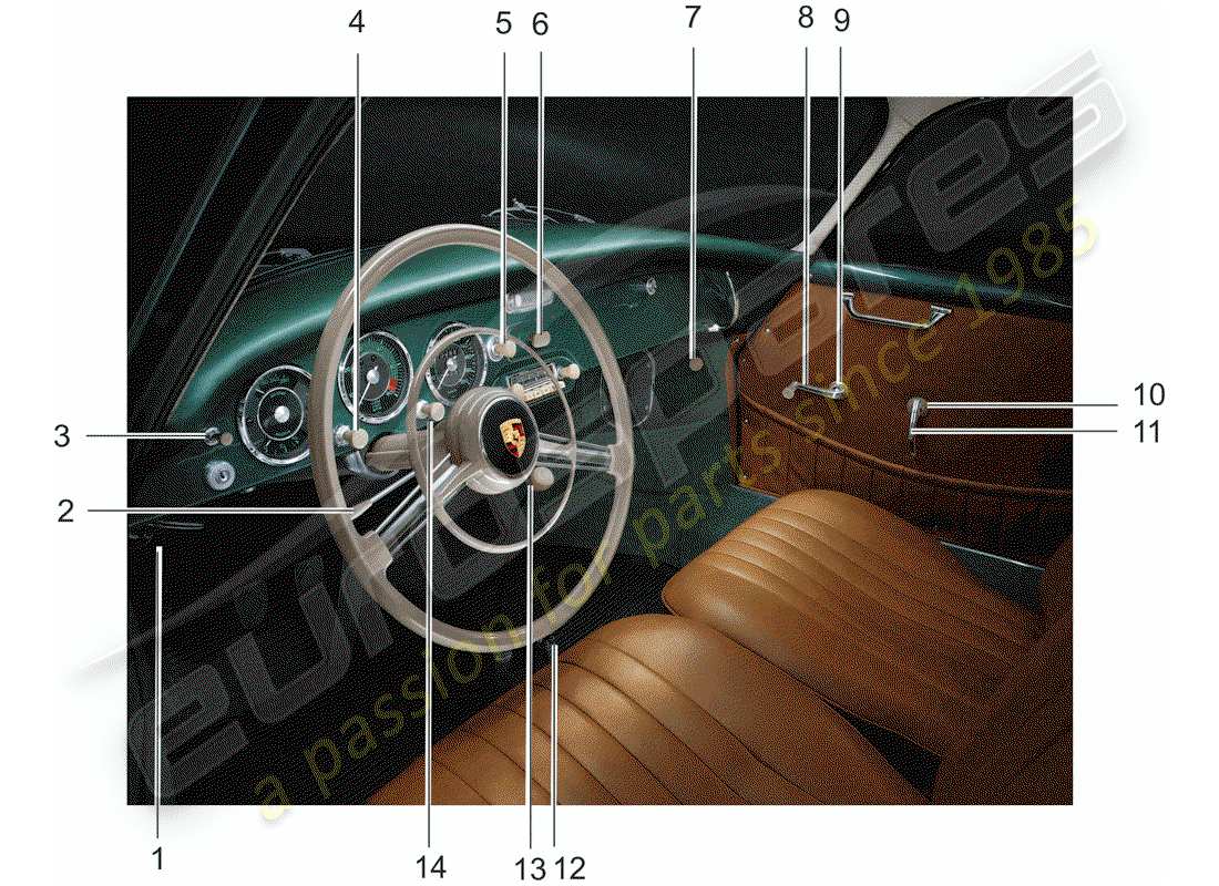 porsche 1950 (356/356a) taste - set - schalter ersatzteildiagramm