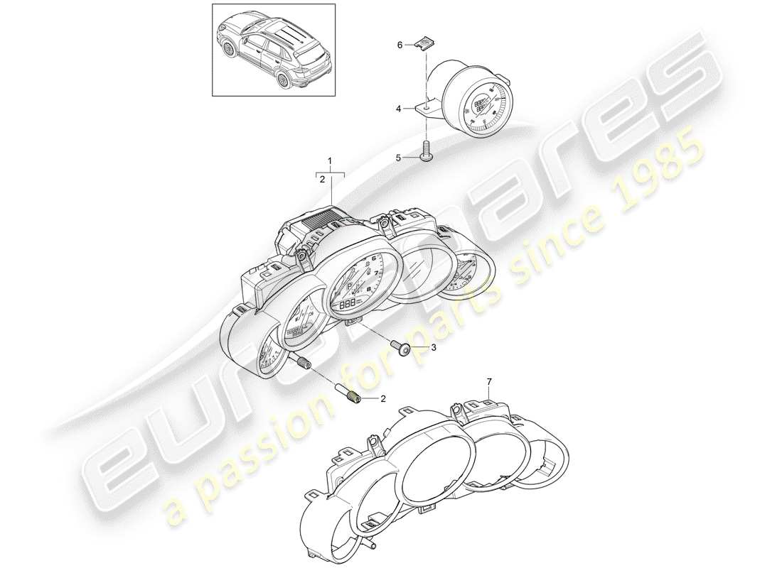porsche 2011 (cayenne e2 92a) instrumente teilediagramm