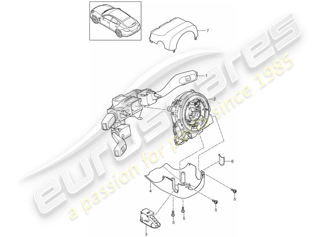 porsche 2010 (panamera 970) lenkstockschalter ersatzteildiagramm