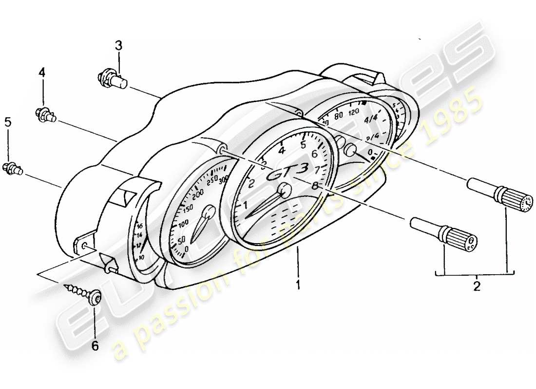 porsche 2005 (996 gt3) instrumente - komplette ersatzteilliste