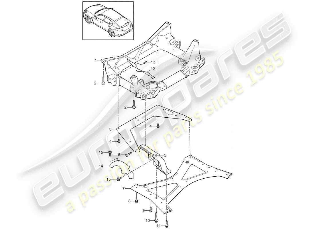 porsche 2010 (panamera 970) hilfsrahmen-ersatzteildiagramm