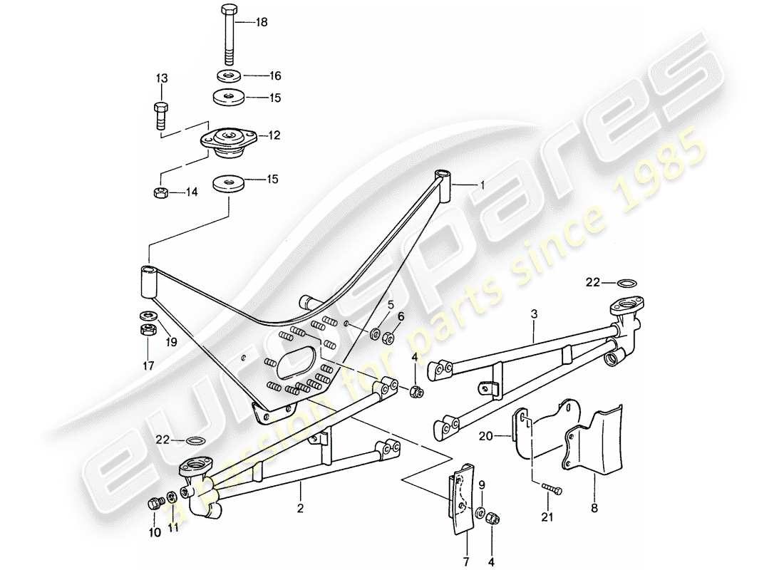 porsche 1988 (959) motoraufhängung - halterung - abgasturbolader ersatzteildiagramm