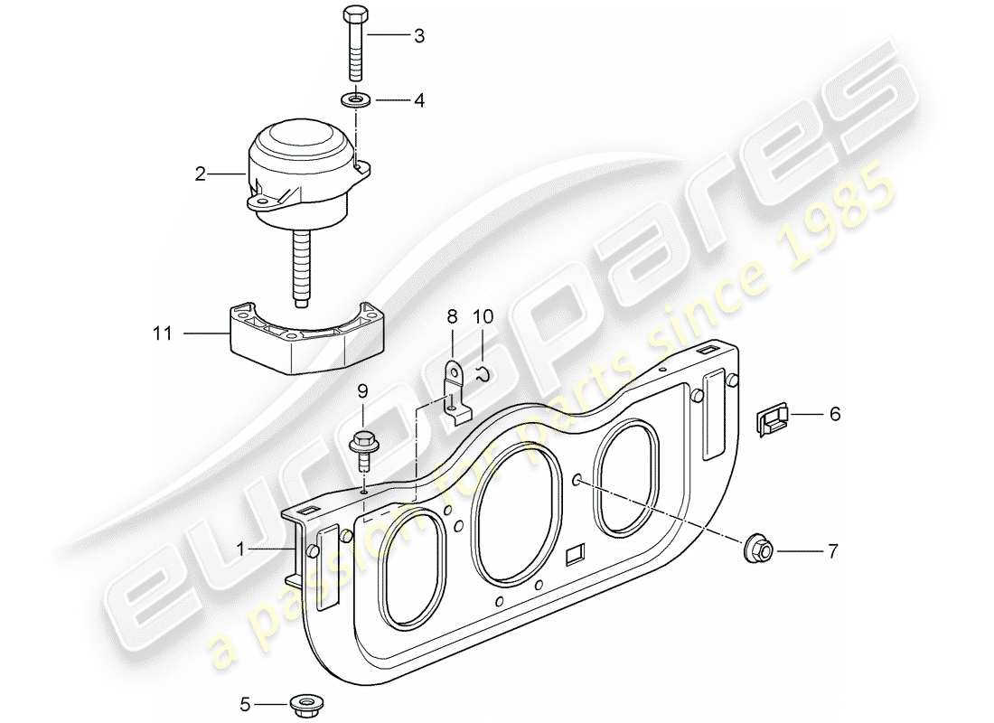 porsche 2003 (996 gt3) motoraufhängung teilediagramm