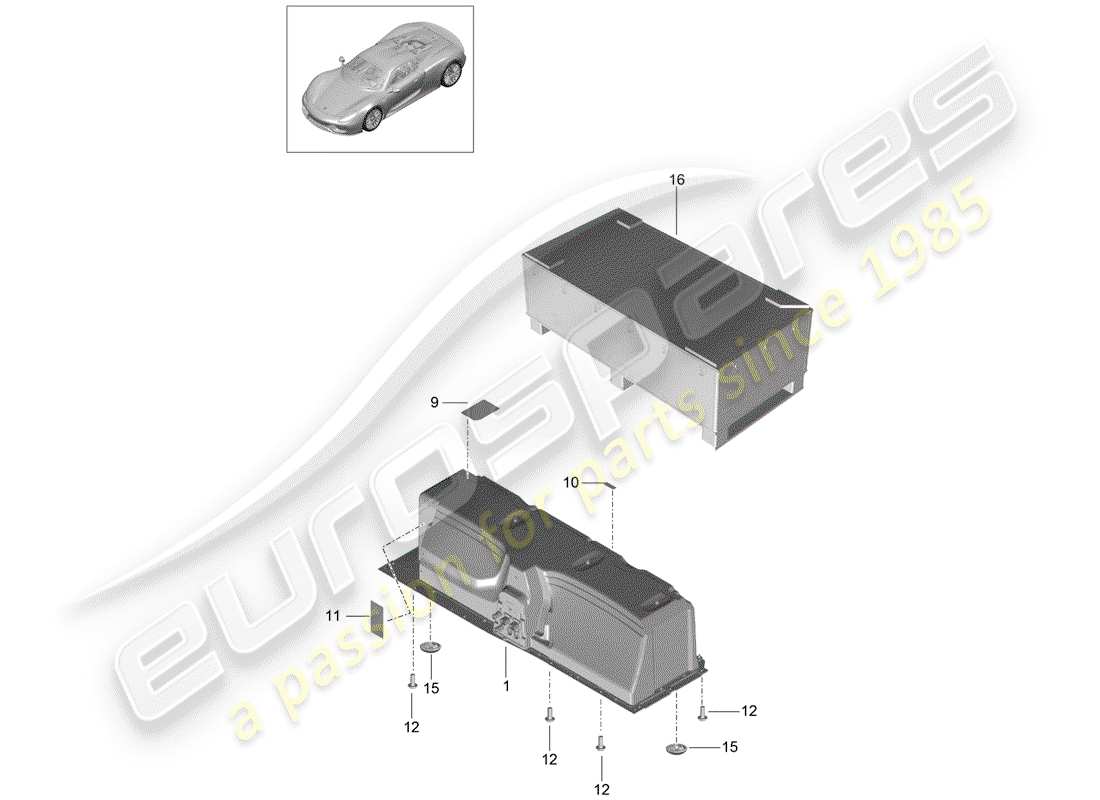 porsche 918 spyder (2015) batterie teilediagramm