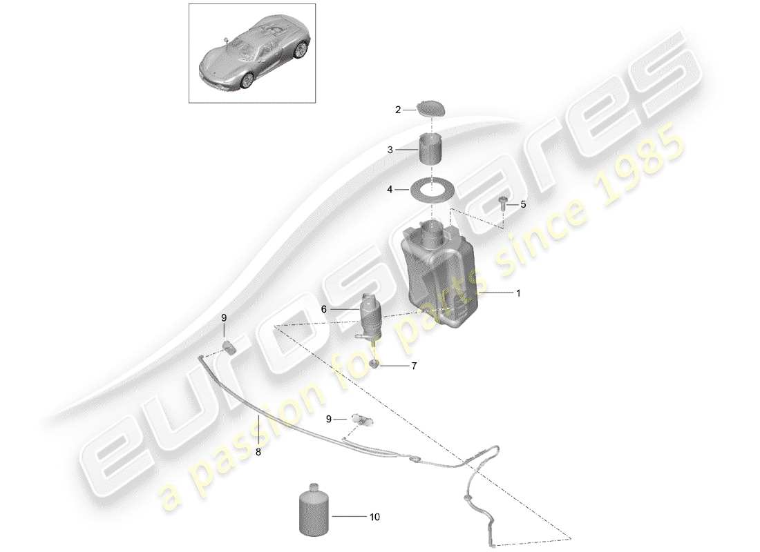 porsche 918 spyder (2015) scheibe - ersatzteildiagramm