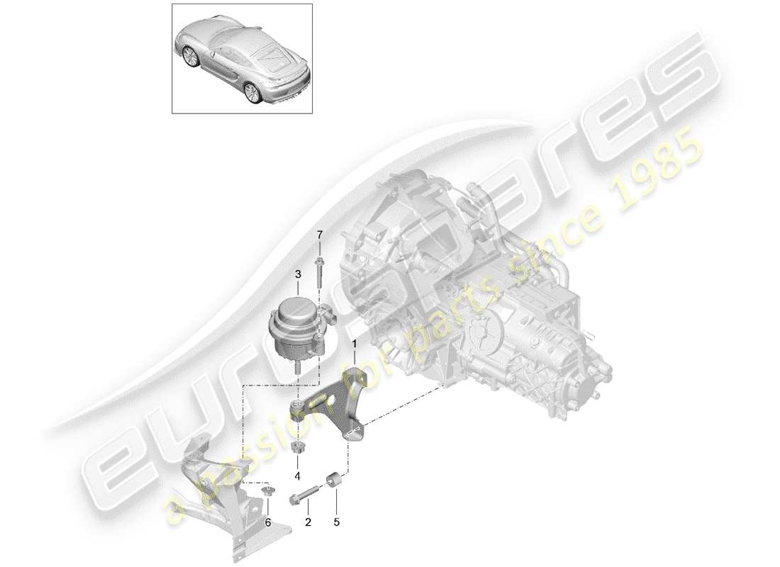 porsche 2016 (981 cayman gt4) getriebeaufhängung teilediagramm