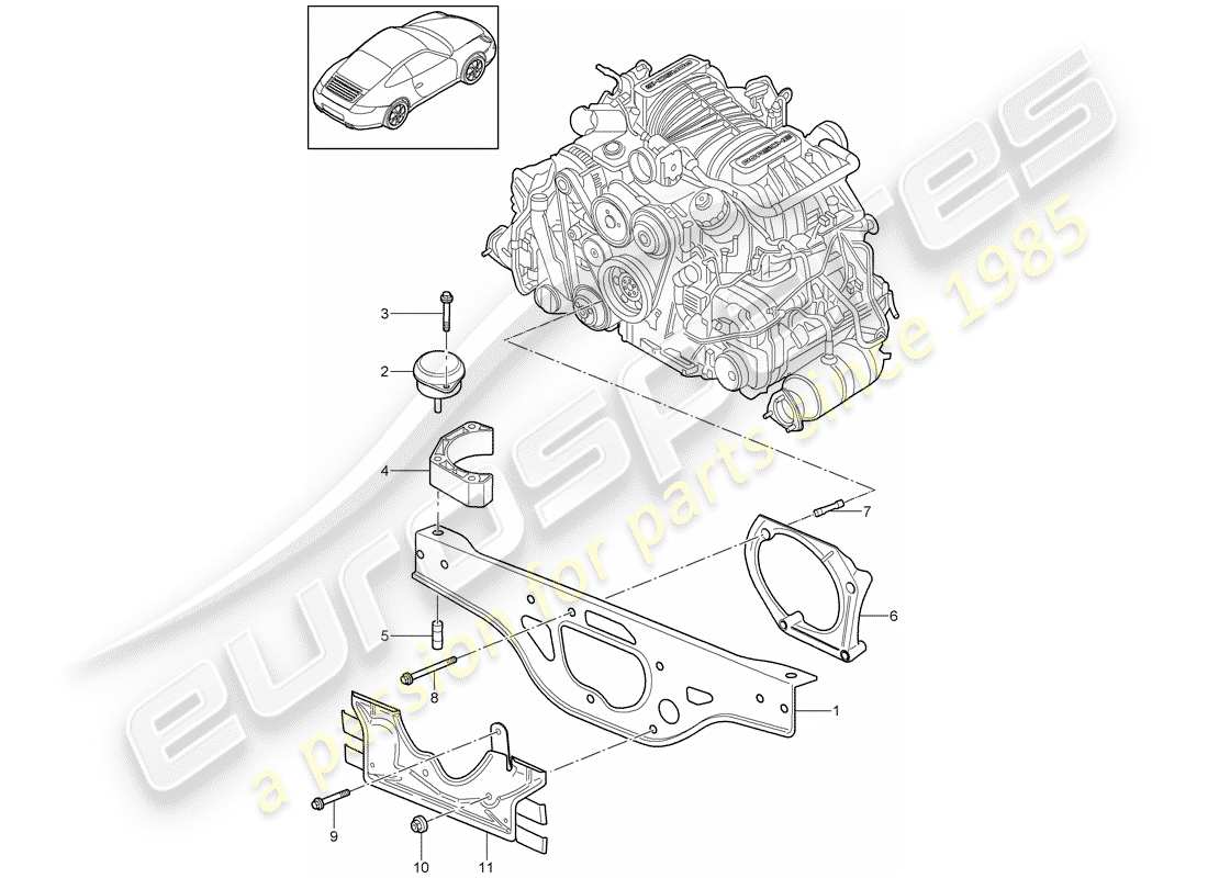 porsche 2011 (997-2) motoraufhängung teilediagramm