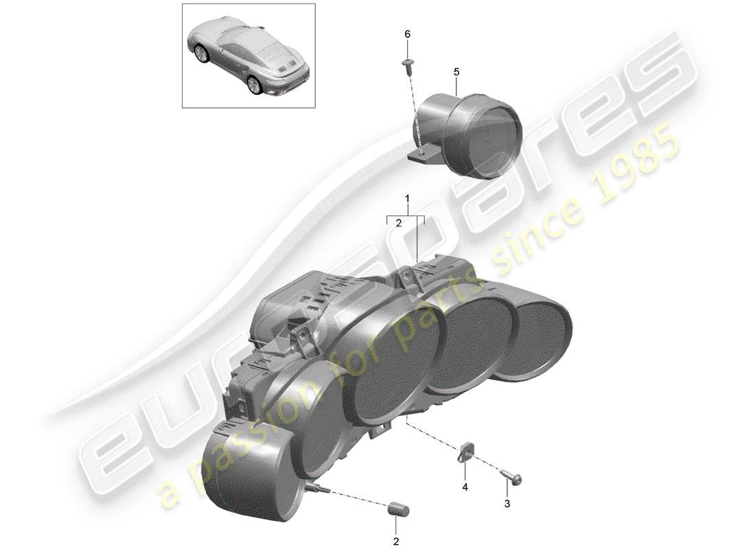 porsche 2016 (991-1 turbo) instrumentenkombination ersatzteildiagramm