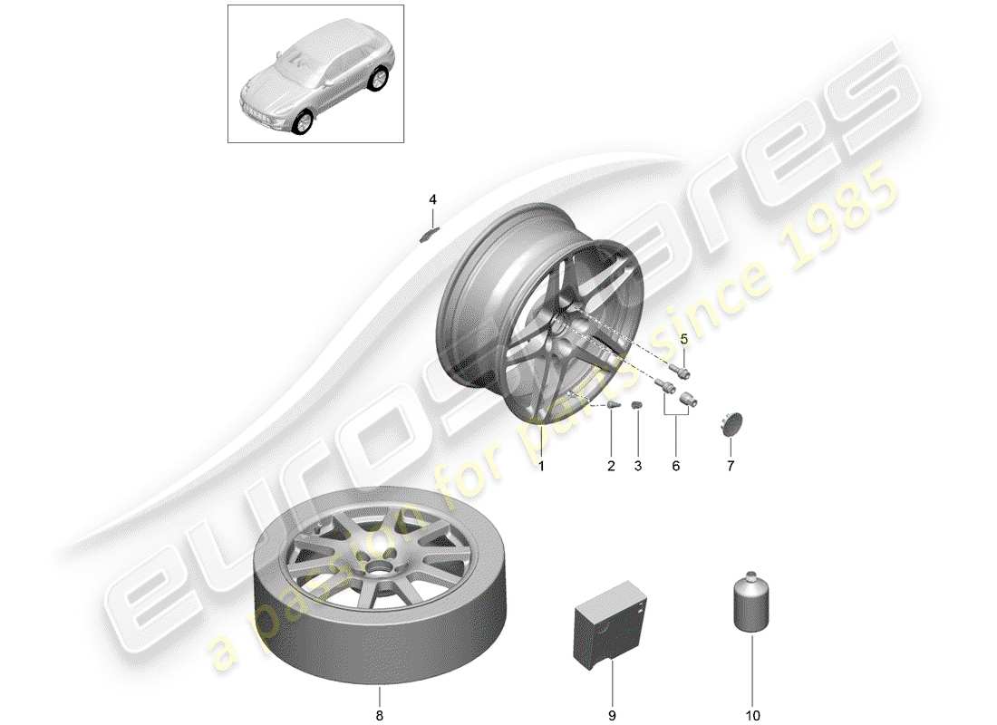 porsche 2015 (macan) räder/reifen ersatzteildiagramm