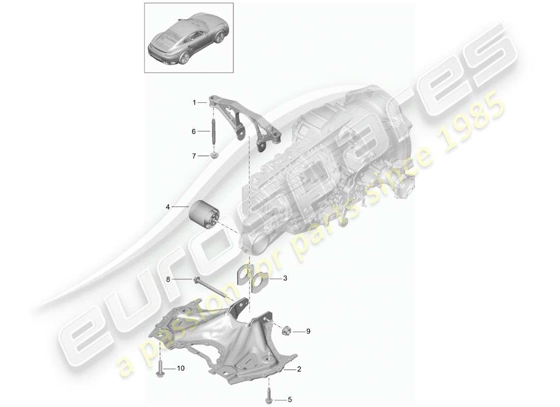 porsche 2019 (991-2 turbo) unterrahmen teilediagramm