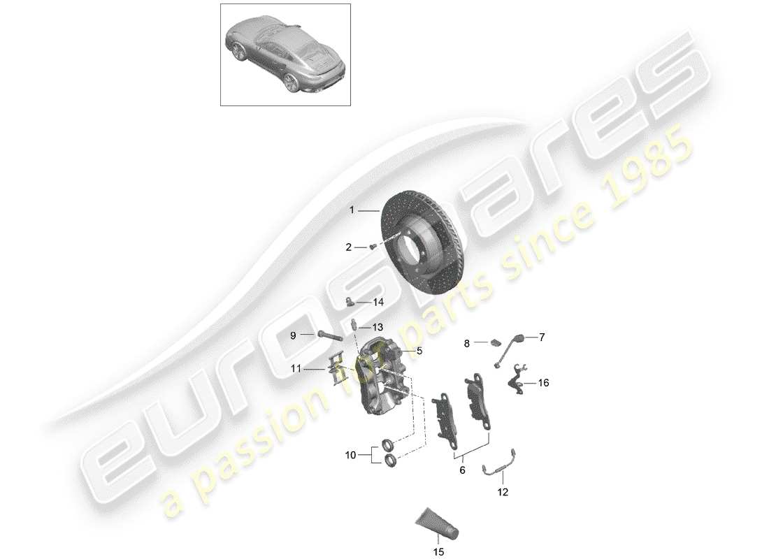porsche 2019 (991-2 turbo) scheibenbremsen teilediagramm