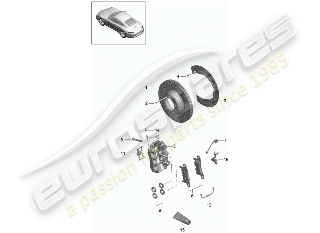 porsche 2016 (991-1) scheibenbremsen ersatzteildiagramm