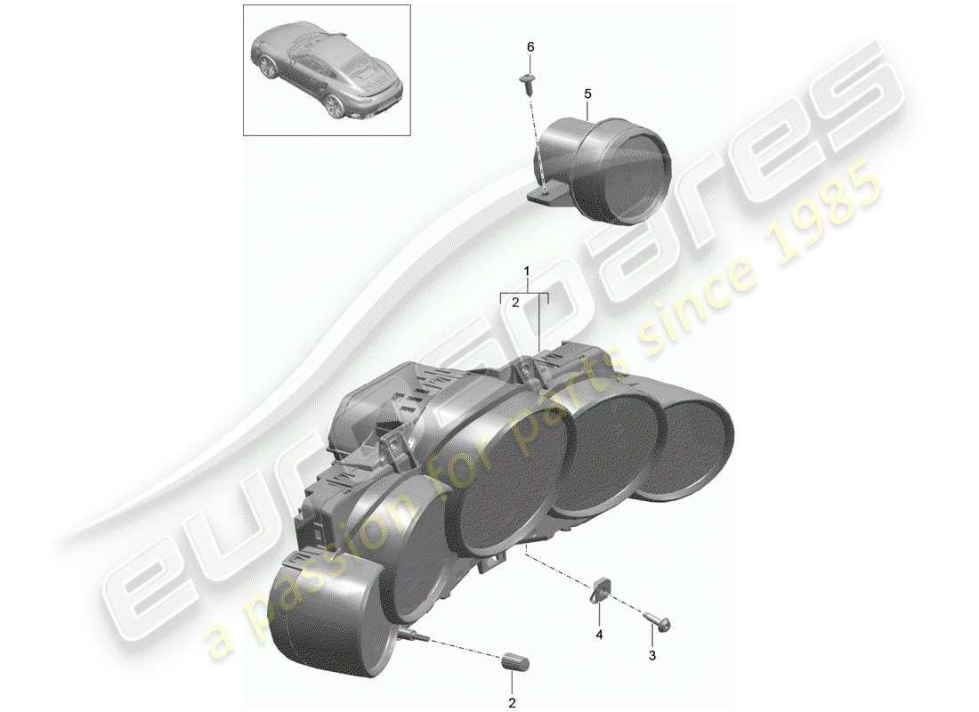 porsche 2014 (991-1 turbo) instrumentenkombination ersatzteildiagramm