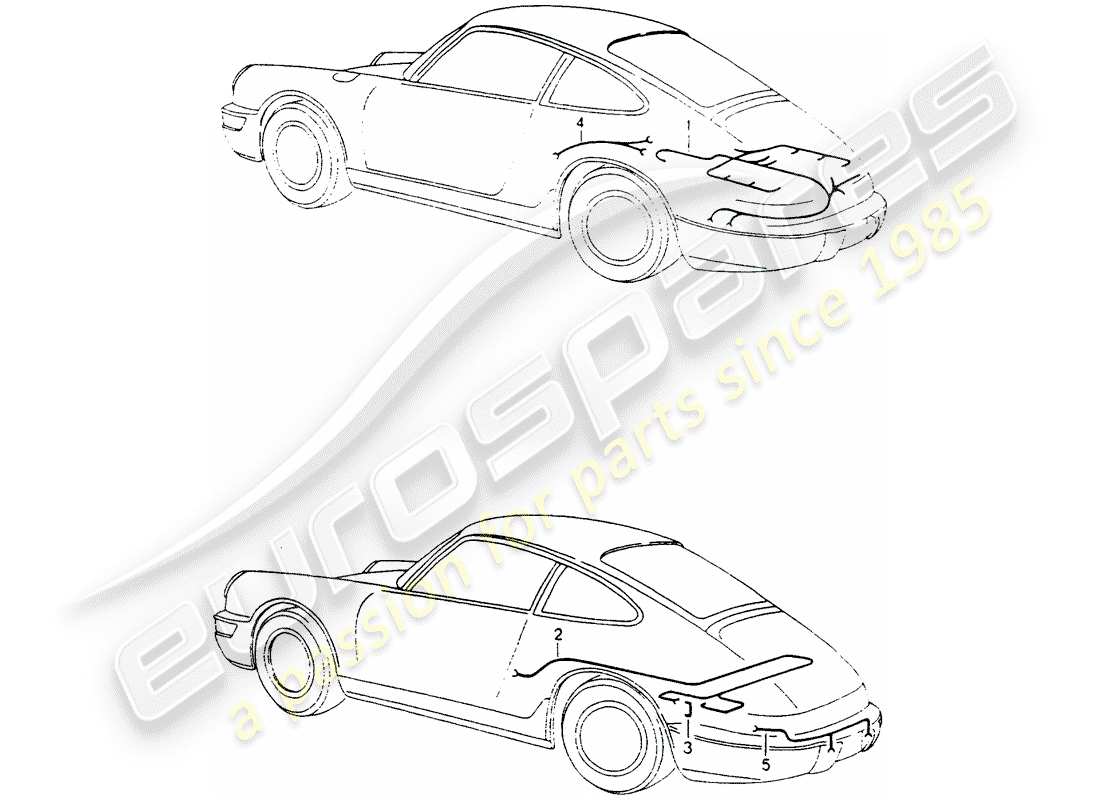porsche 1989 (964) kabelbäume - motor ersatzteildiagramm