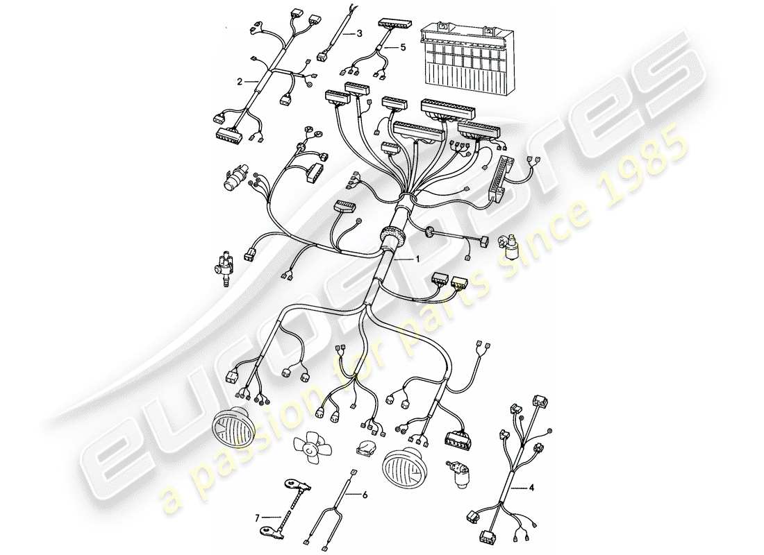 porsche 1976 (924) kabelbäume - motorraum ersatzteildiagramm