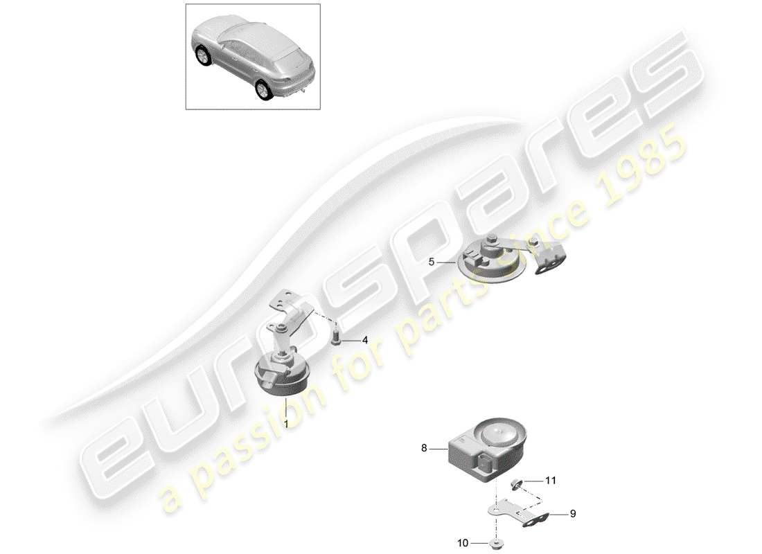 porsche 2014 (macan) fanfarenhorn teilediagramm