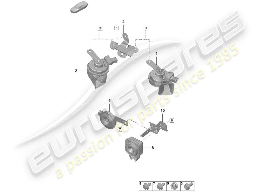 porsche 2020 (992-1) fanfare horn ersatzteildiagramm