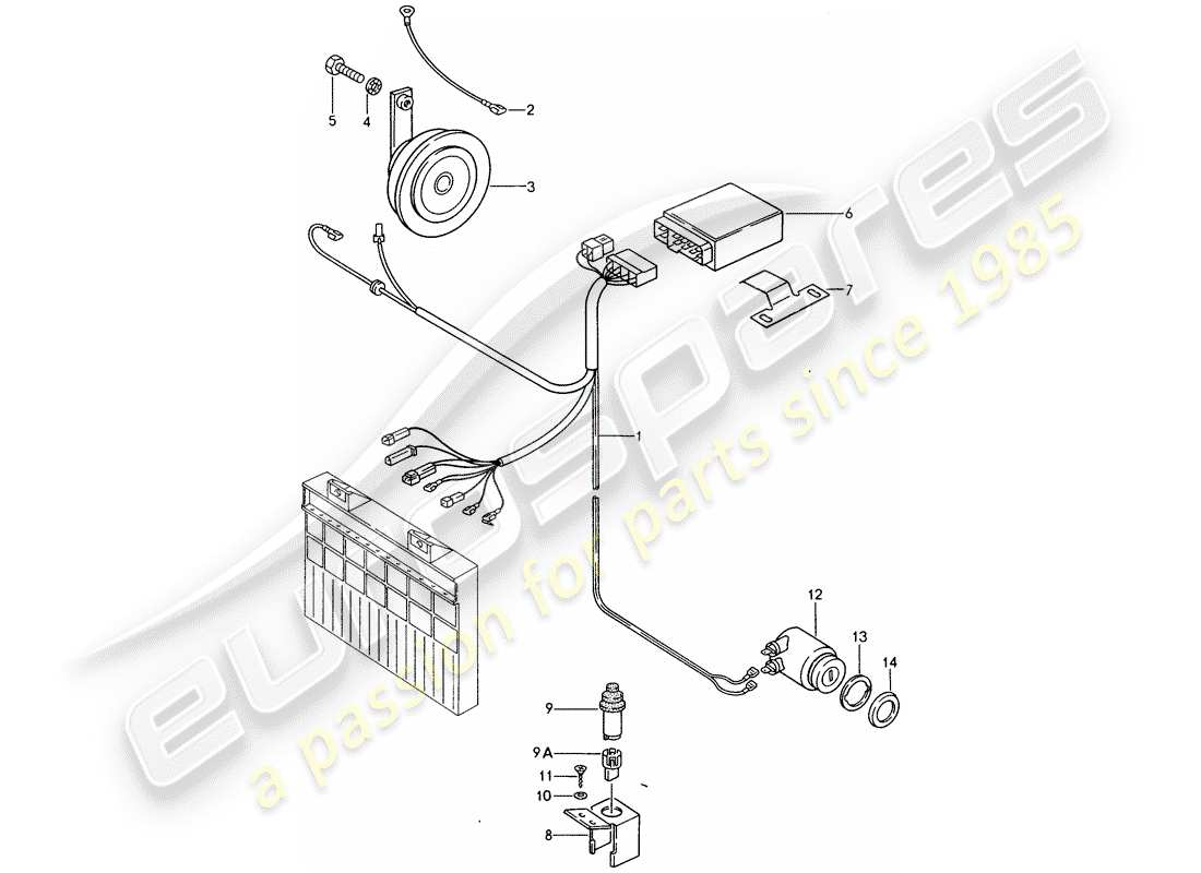 porsche 1986 (944) alarmsystem teilediagramm