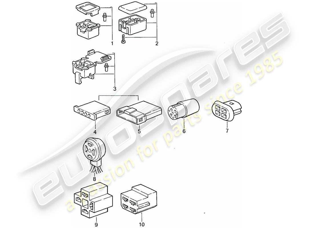porsche 1987 (911) steckverbindergehäuse ersatzteildiagramm