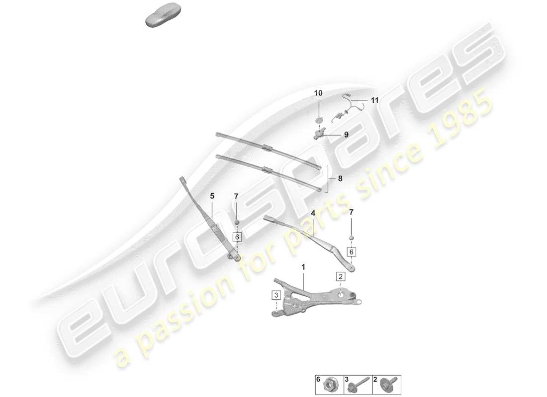 porsche 2020 (992-1) scheibenwischeranlage kompl. teilediagramm