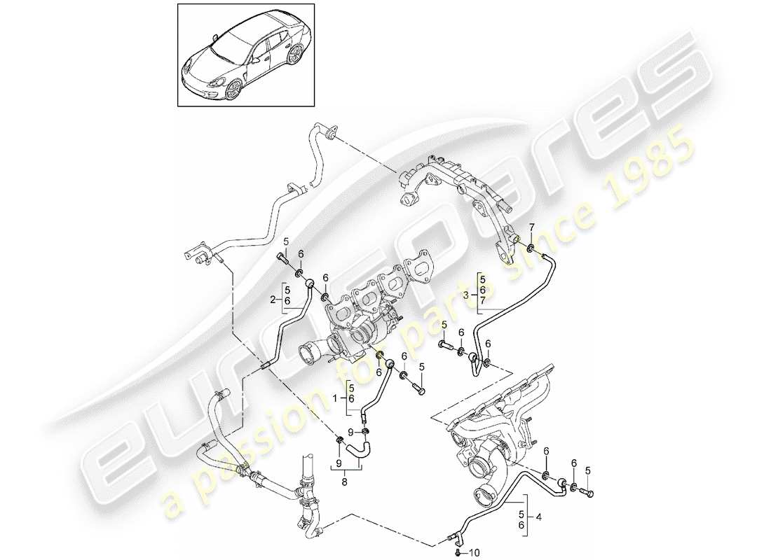 porsche 2013 (panamera 970) wasserrohr ersatzteildiagramm