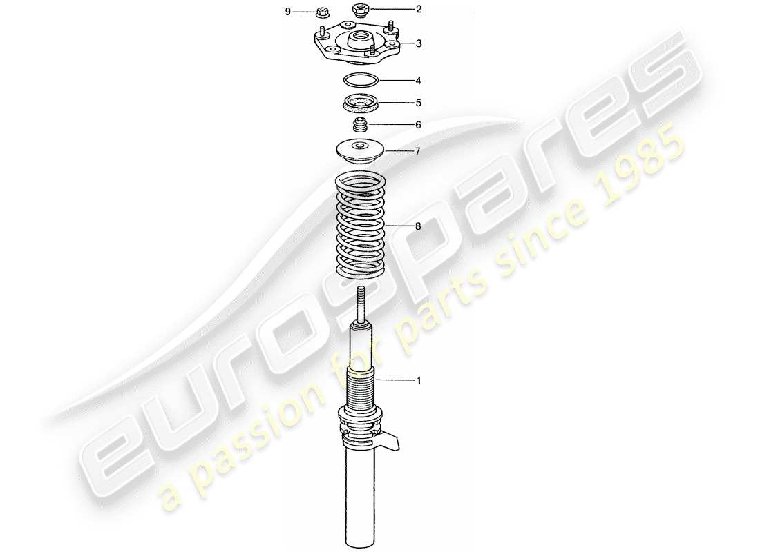 porsche 2003 (996 gt3) aufhängung - stossdämpferfeder ersatzteildiagramm