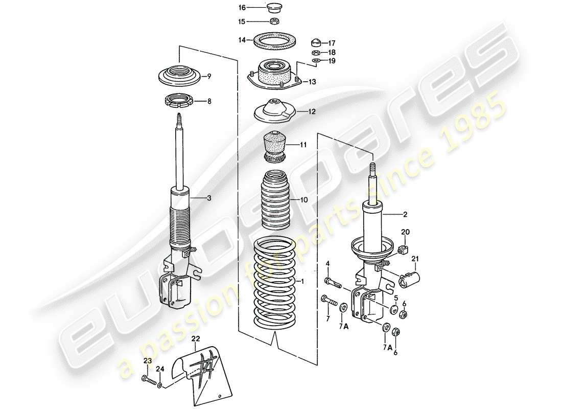 porsche 1995 (968) aufhängung - stossdämpfer ersatzteildiagramm