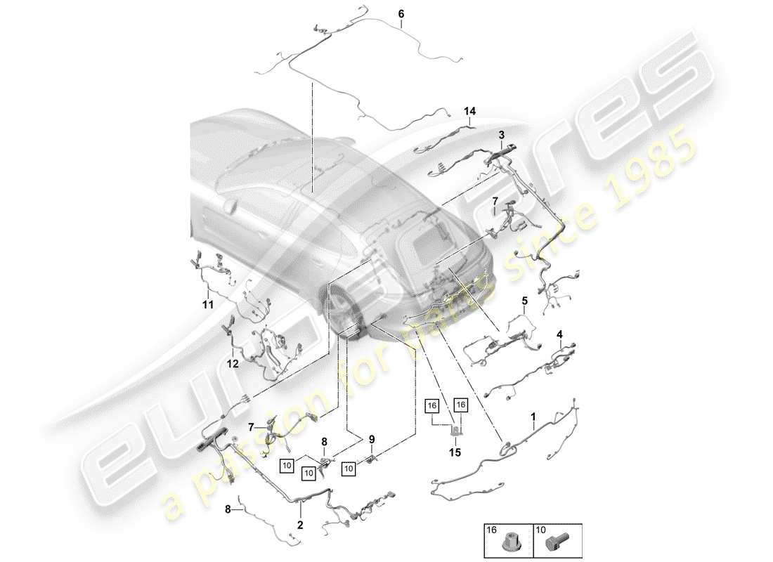porsche 2020 (panamera 971-1) kabelbäume ersatzteildiagramm