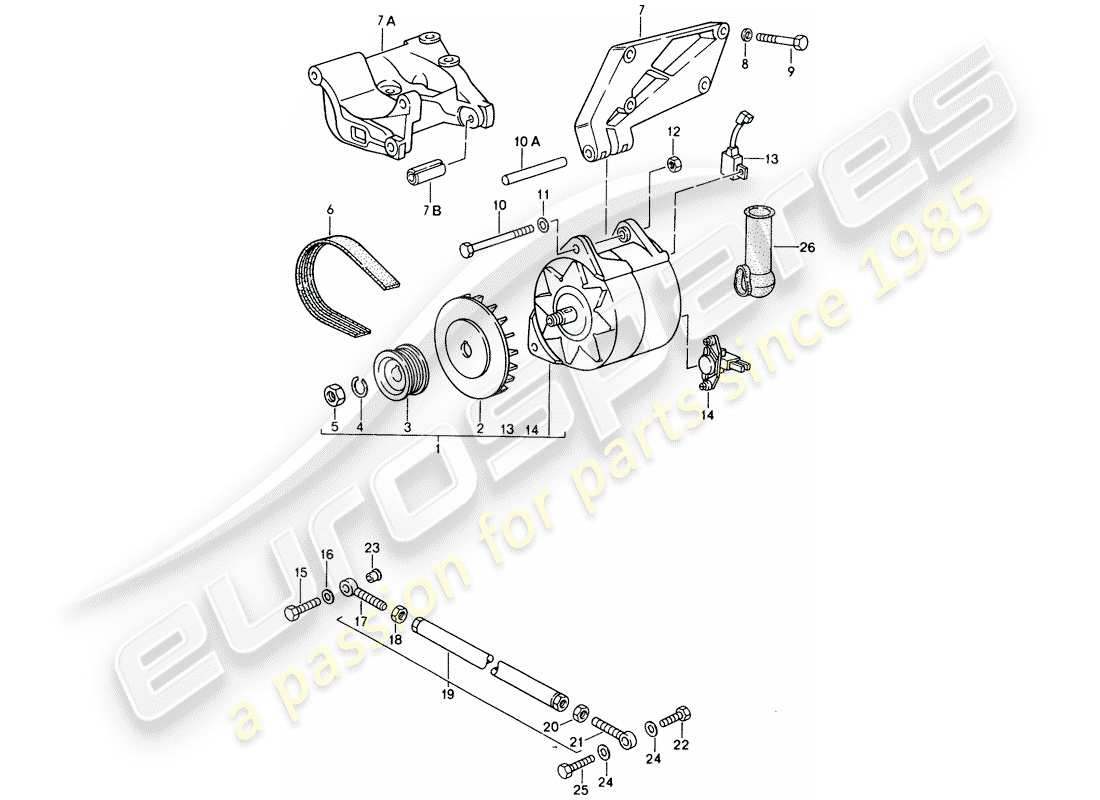 porsche 1995 (968) lichtmaschine - mit: - befestigungselementen ersatzteildiagramm
