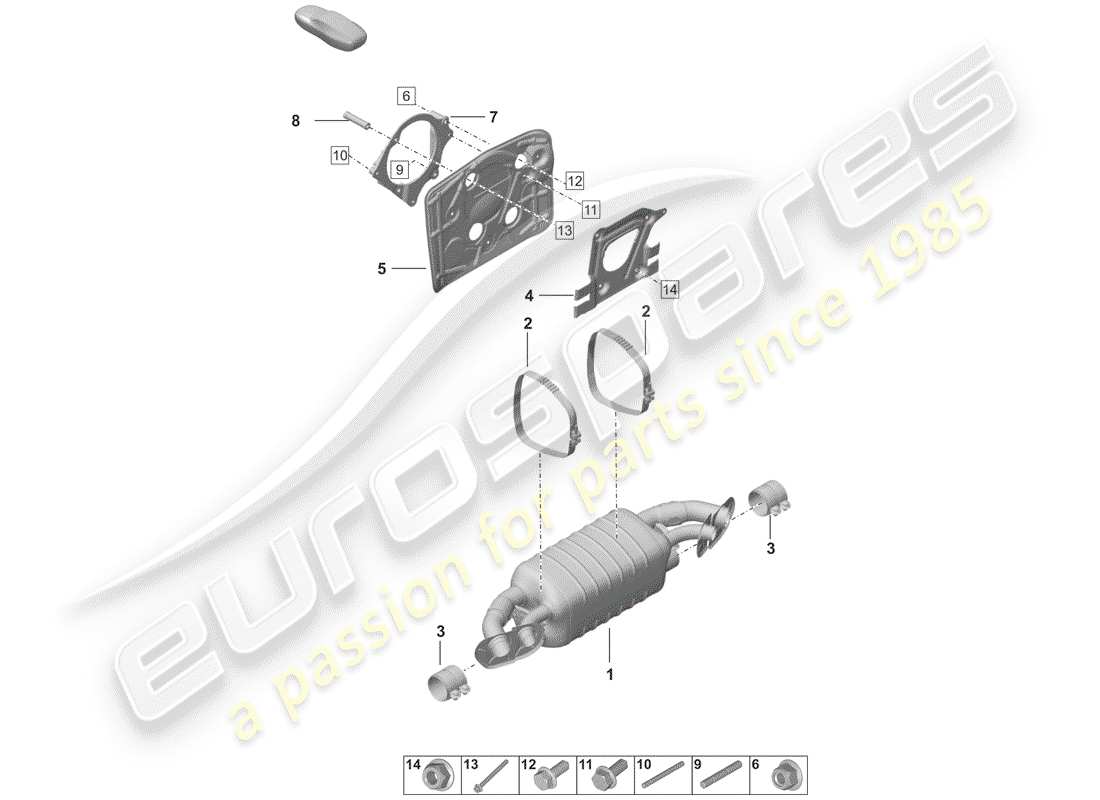 porsche 2020 (992-1) silencer-ersatzteildiagramm