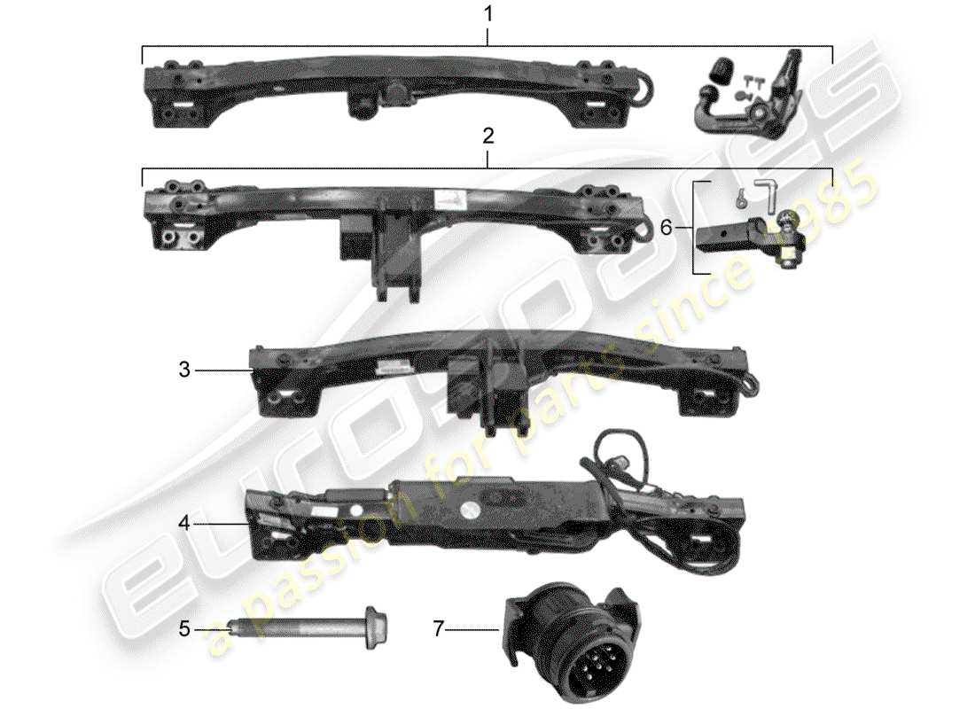 porsche 2015 (tequipment cayenne) anhängerkupplung - ersatzteildiagramm
