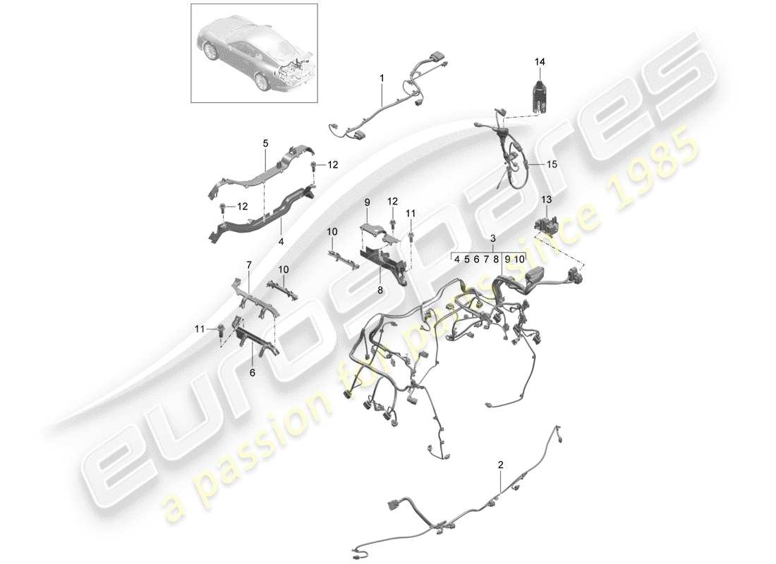 porsche 2017 (991-2 r/gt3/rs) kabelbäume ersatzteildiagramm