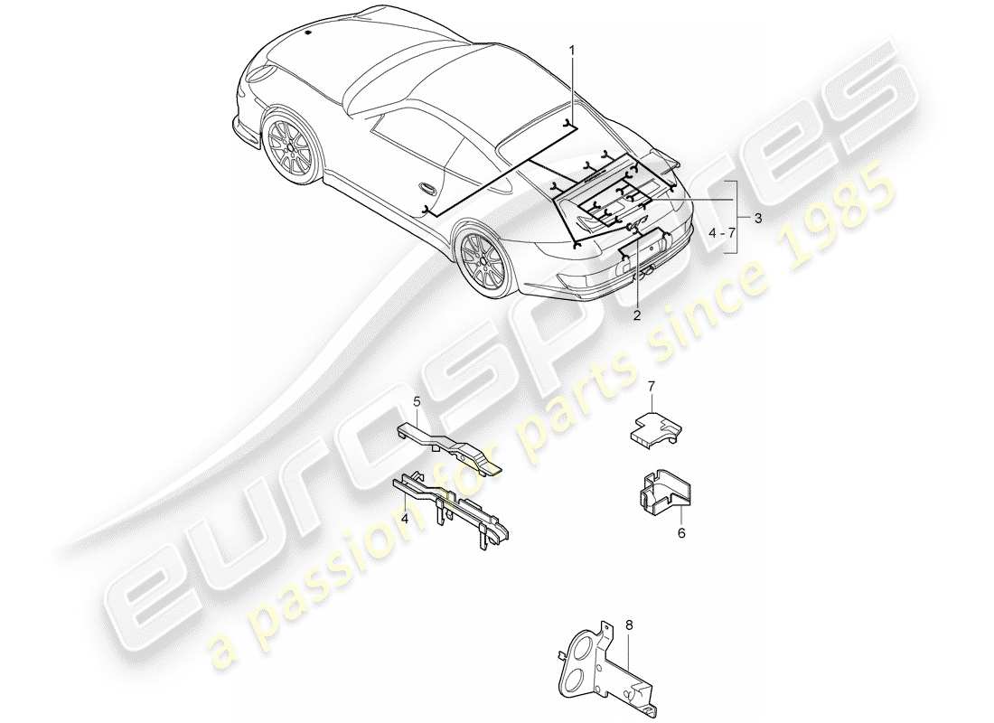porsche 2011 (997-2 gt3) kabelbäume ersatzteildiagramm