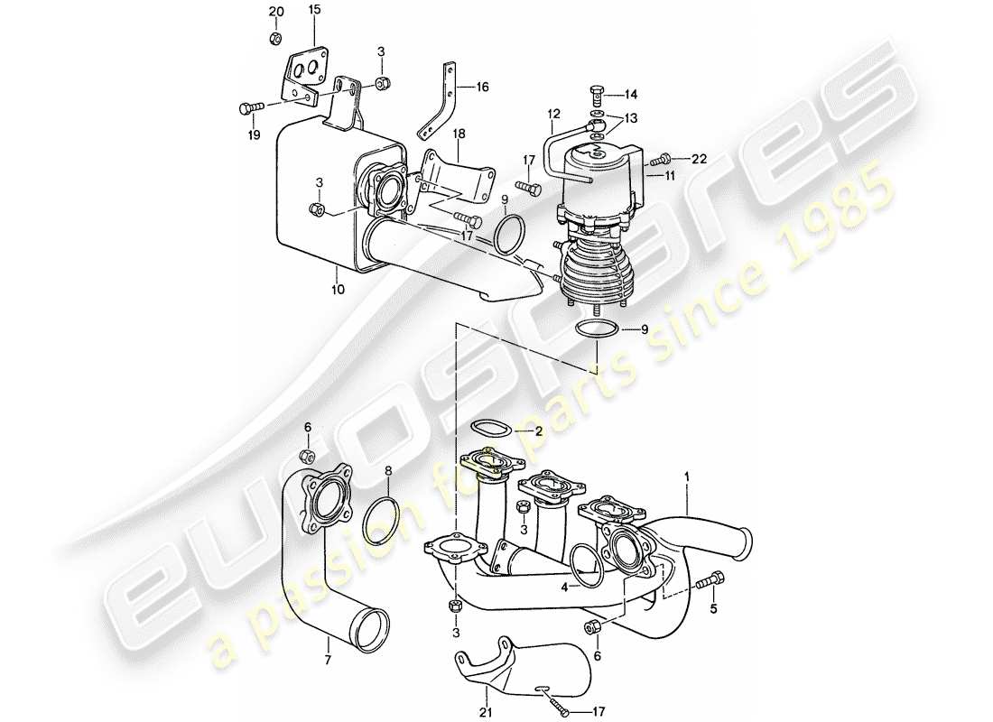 porsche 1988 (959) auspuffanlage teilediagramm