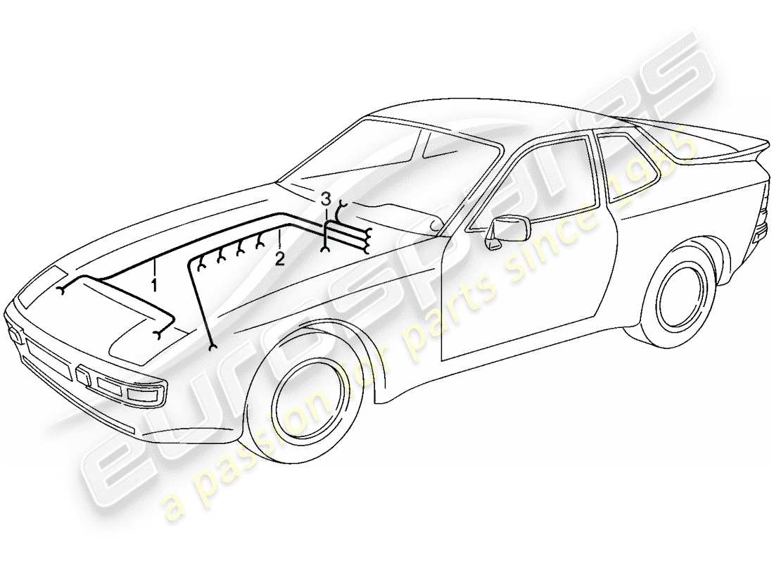 porsche 1986 (944) kabelbäume - motor - heizung - klimaanlage ersatzteildiagramm