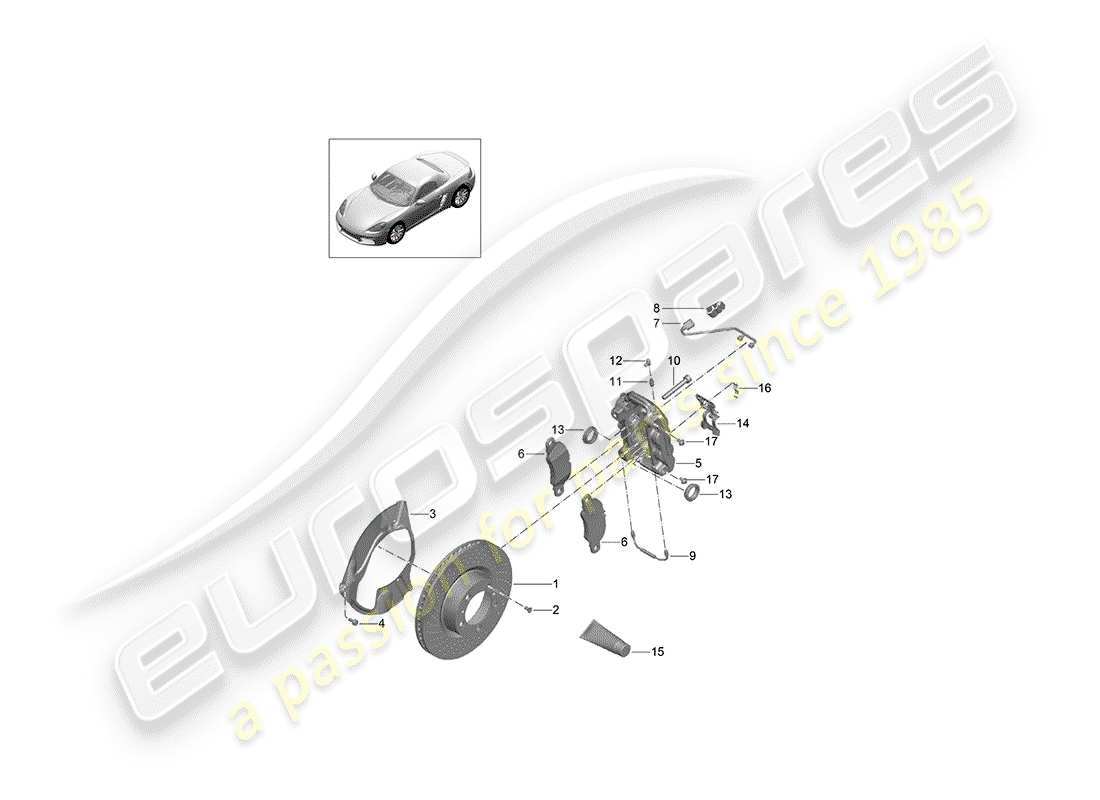porsche 2017 (718 boxster) scheibenbremsen ersatzteildiagramm
