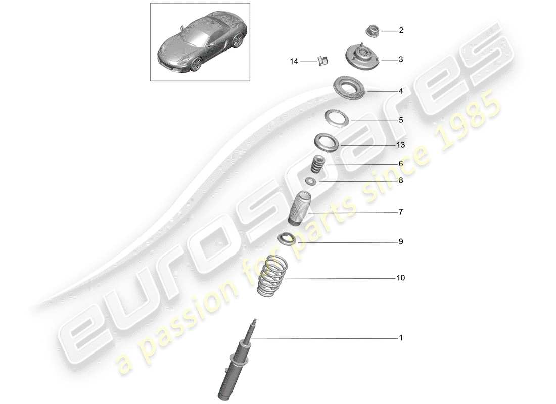 porsche 2015 (981 boxster) vibrationsdämpfer ersatzteildiagramm