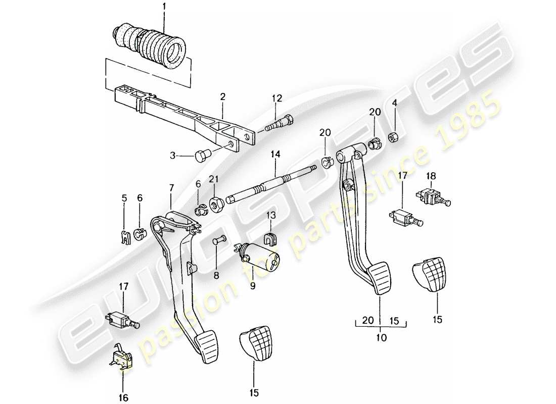 porsche 2003 (996 gt3) pedale teilediagramm