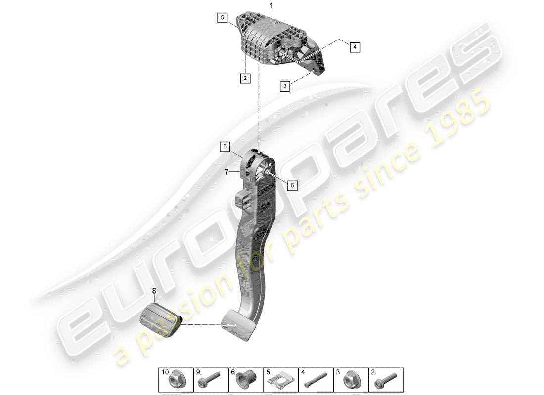 porsche 2020 (panamera 971-1) brems- und beschleunigungspedalbaugruppe teilediagramm