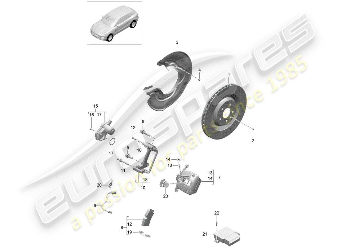 porsche 2014 (macan) scheibenbremsen teilediagramm