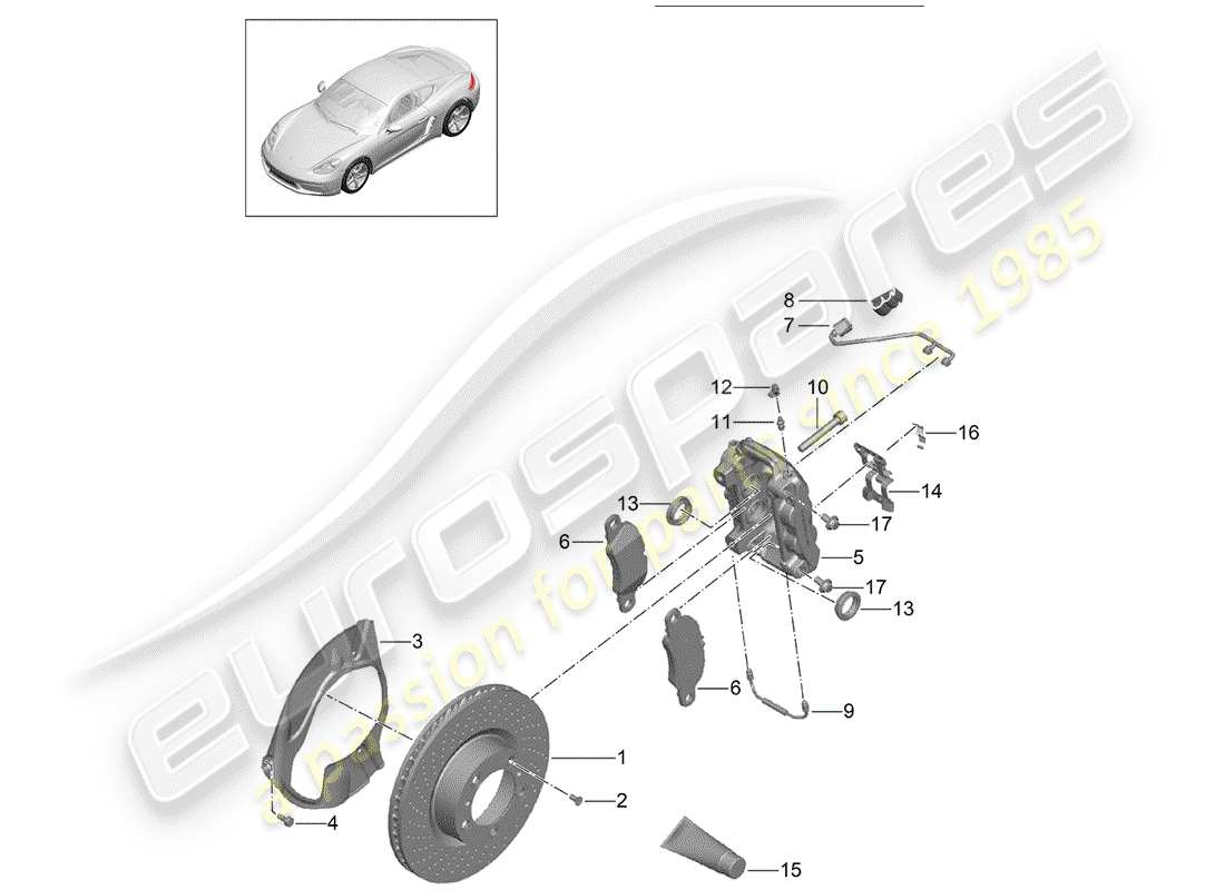 porsche 2017 (718 cayman) scheibenbremsen ersatzteildiagramm