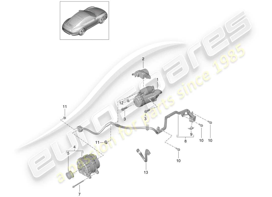 porsche 2013 (991-1) anlasser teilediagramm