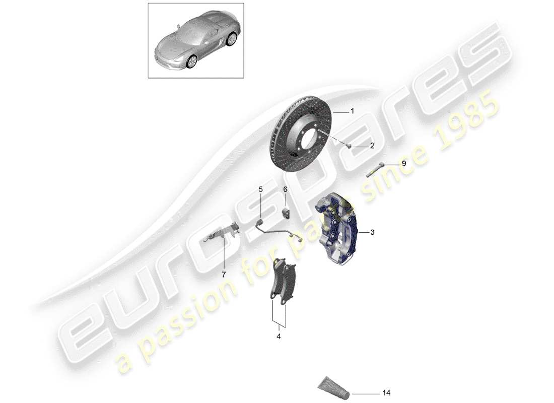 porsche 2016 (981 boxster spyder) scheibenbremsen ersatzteildiagramm
