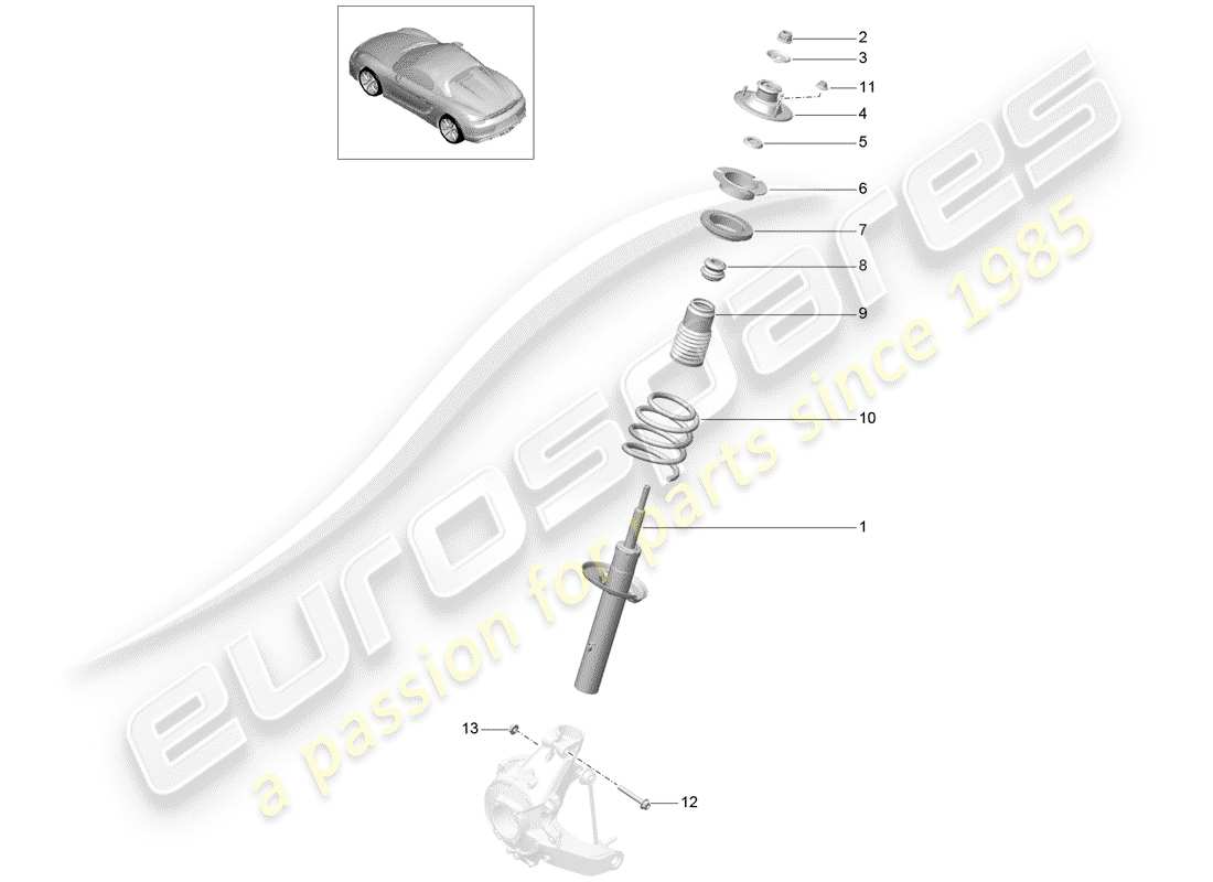 porsche 2016 (981 boxster spyder) stoßdämpfer-ersatzteildiagramm