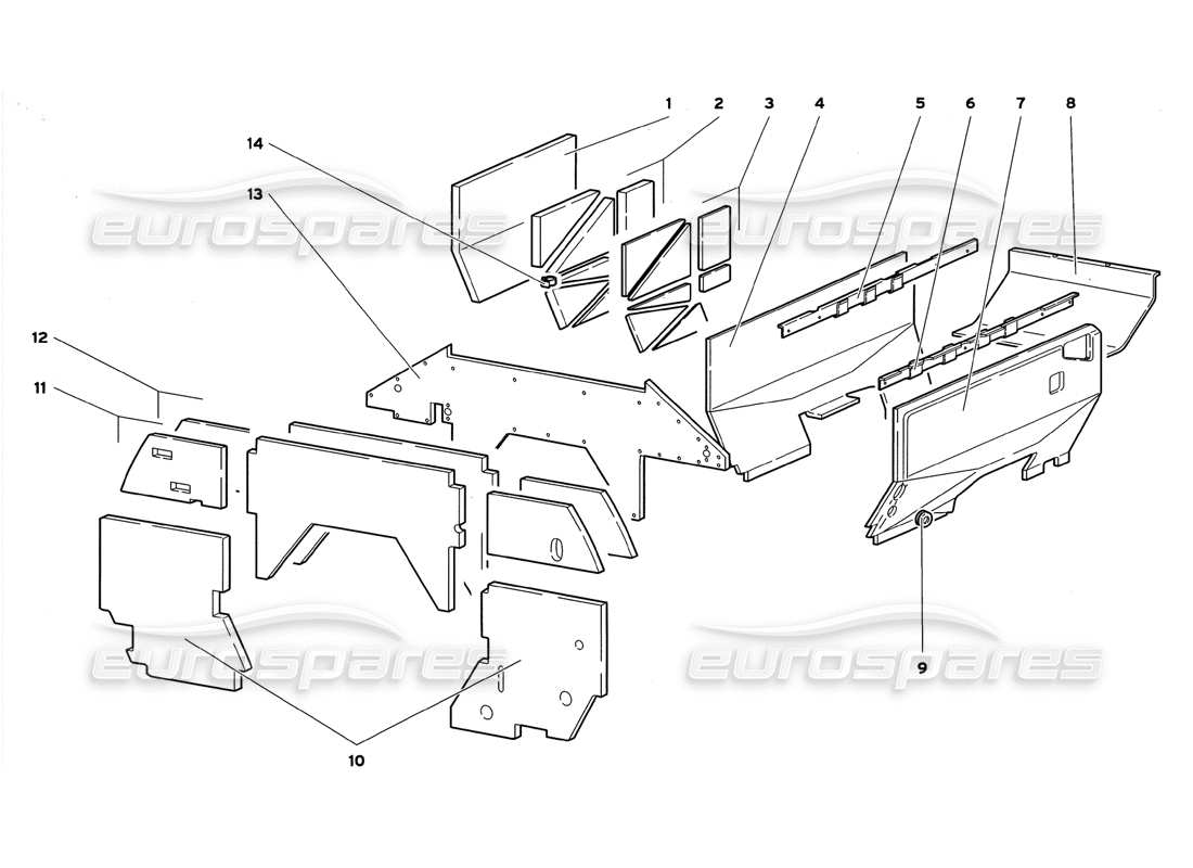 lamborghini diablo gt (1999) teilediagramm für isolierplatten